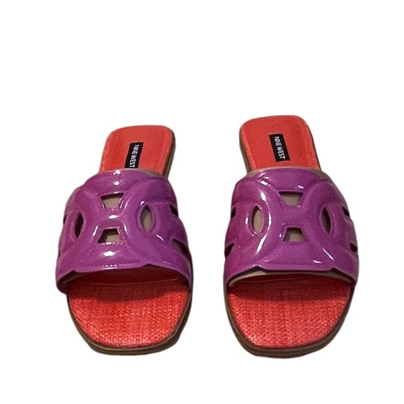 NWOT Nine West Geena Flat Slide Sandals, Dark Pink Fuchsia, Size 11M - Picture 1 of 12